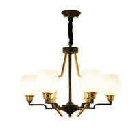 6/8/15 Lights Frosted Glass Pendant Chandelier Brass Cup - Rebooters