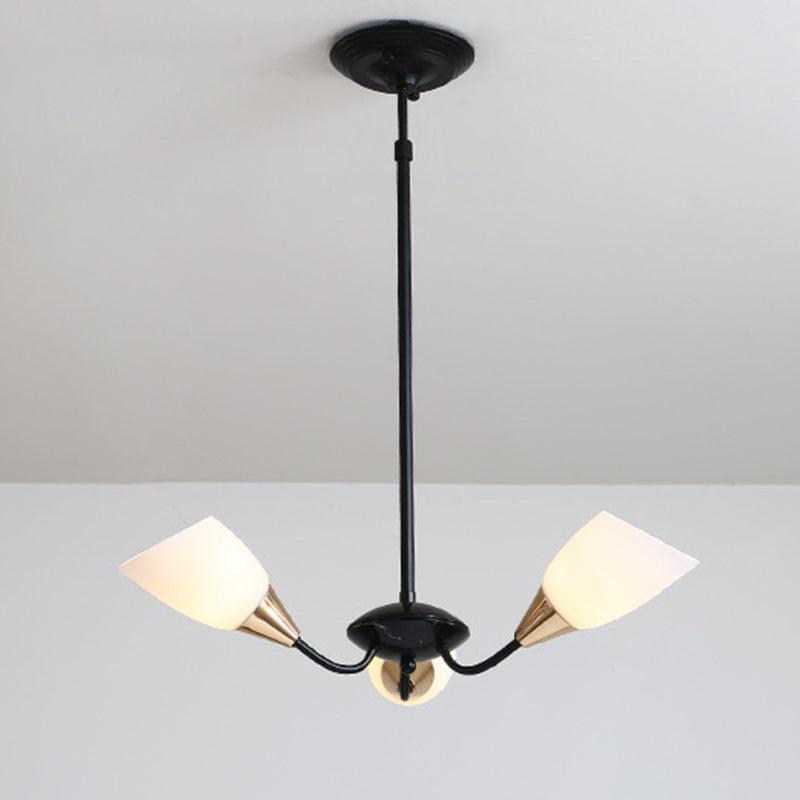 Black 3/6/8 Lights Pendant Chandelier Frosted Glass Shade - Rebooters