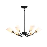 Black 3/6/8 Lights Pendant Chandelier Frosted Glass Shade - Rebooters