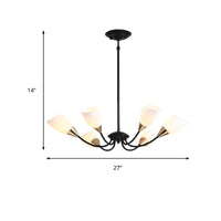 Black 3/6/8 Lights Pendant Chandelier Frosted Glass Shade - Rebooters