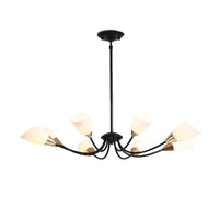 Black 3/6/8 Lights Pendant Chandelier Frosted Glass Shade - Rebooters