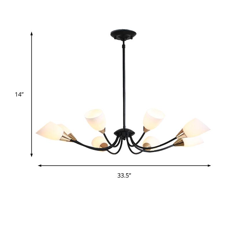 Black 3/6/8 Lights Pendant Chandelier Frosted Glass Shade - Rebooters