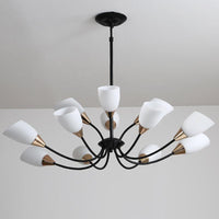 12 Lights Ceiling Light Traditional Oval Frosted Glass Chandelier in Black - Rebooters