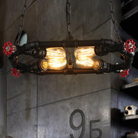 4 Lights Ceiling Light Industrial Clear Glass and Metal Hanging Chandelier in Black with Valve - Rebooters