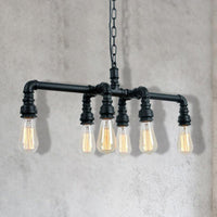 Armed Pendant Lighting Industrial Black Bronze 6 Lights Chandelier - Rebooters