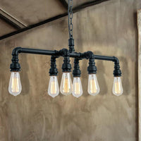 Armed Pendant Lighting Industrial Black Bronze 6 Lights Chandelier - Rebooters