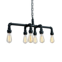 Armed Pendant Lighting Industrial Black Bronze 6 Lights Chandelier - Rebooters