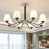 8/10 Lights Sputnik Chandelier Traditional Black Milky Glass - Rebooters