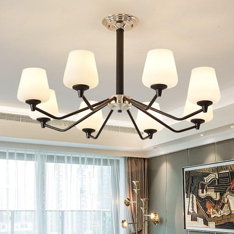 8/10 Lights Sputnik Chandelier Traditional Black Milky Glass - Rebooters