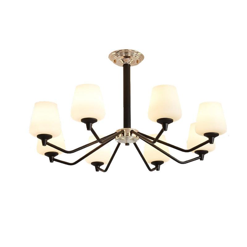 8/10 Lights Sputnik Chandelier Traditional Black Milky Glass - Rebooters
