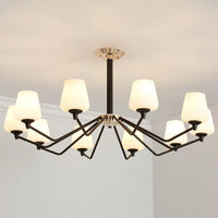 8/10 Lights Sputnik Chandelier Traditional Black Milky Glass - Rebooters