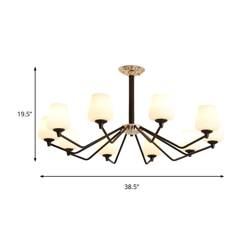 8/10 Lights Sputnik Chandelier Traditional Black Milky Glass - Rebooters