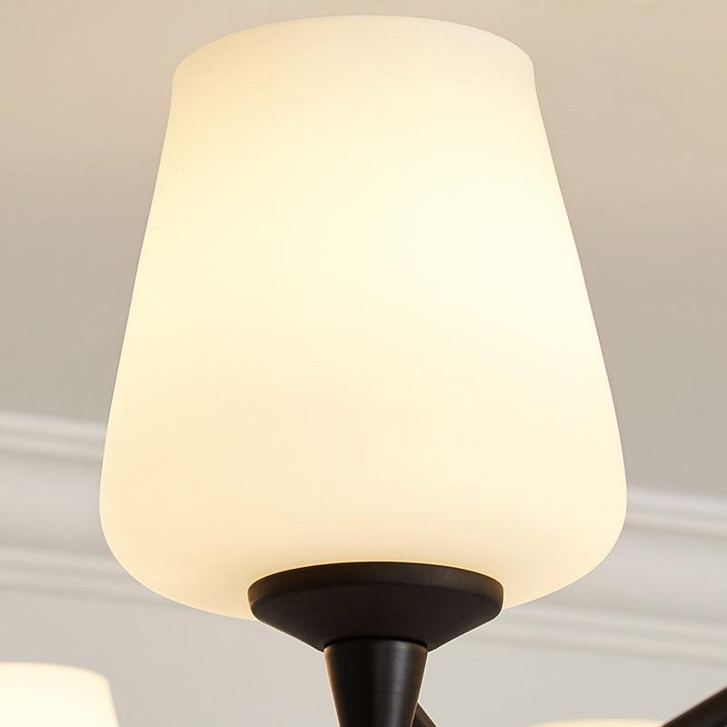 8/10 Lights Sputnik Chandelier Traditional Black Milky Glass - Rebooters