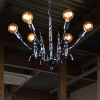 Black 6 Lights Chandelier Light Fixture Vintage Metal Lamp - Rebooters