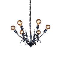 Black 6 Lights Chandelier Light Fixture Vintage Metal Lamp - Rebooters