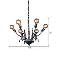 Black 6 Lights Chandelier Light Fixture Vintage Metal Lamp - Rebooters