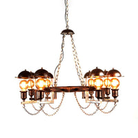 8-Light Dome Shade Semi Flush Light Vintage Rust Amber Glass - Rebooters