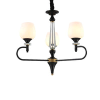 3/6 Lights Opal Glass Hanging Chandelier Matte Black Pendant - Rebooters