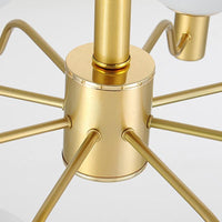 6 Lights Frosted Glass Pendant Chandelier Brass Globe Fixture - Rebooters