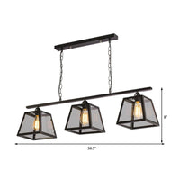 Black 3-Light Island Light Fixture Industrial Clear Glass Pendant - Rebooters