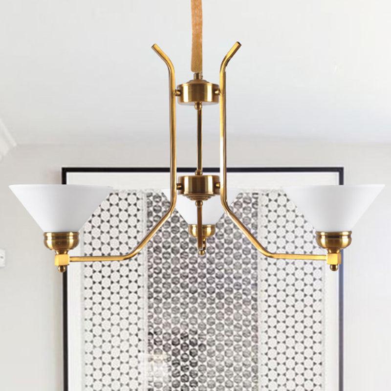 Cone White Glass Chandelier Lighting Traditional 3/6 Lights - Rebooters