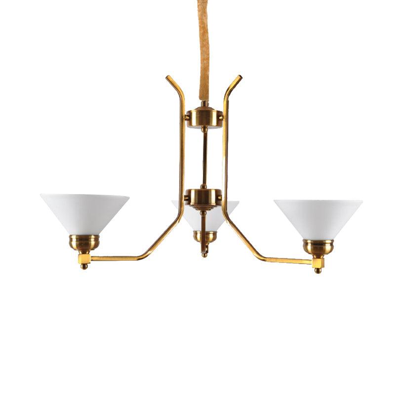 Cone White Glass Chandelier Lighting Traditional 3/6 Lights - Rebooters