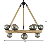 Beige 9 Lights Chandelier Light Fixture Industrial Rope Lamp - Rebooters