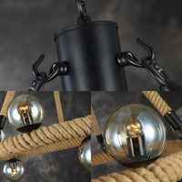 Beige 9 Lights Chandelier Light Fixture Industrial Rope Lamp - Rebooters