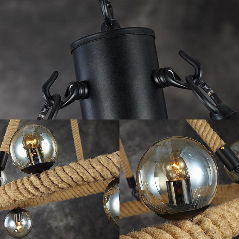Beige 9 Lights Chandelier Light Fixture Industrial Rope Lamp - Rebooters
