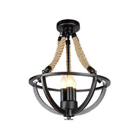 Black 3-Light Pendant Chandelier Industrial Metal Rope Light - Rebooters