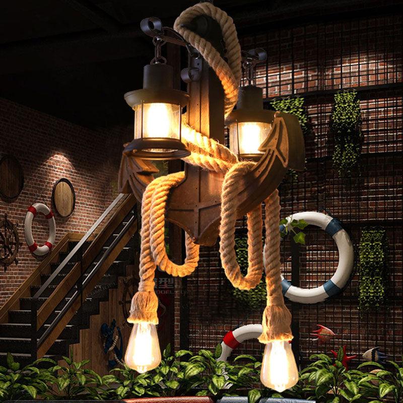 4-Light Pendant Light Vintage Kerosene Clear Glass Chandelier - Rebooters