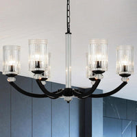 Black 5/6/8 Lights Chandelier Light Fixture Clear Glass Lamp - Rebooters