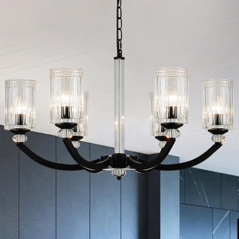 Black 5/6/8 Lights Chandelier Light Fixture Clear Glass Lamp - Rebooters