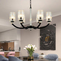 Black 5/6/8 Lights Chandelier Light Fixture Clear Glass Lamp - Rebooters