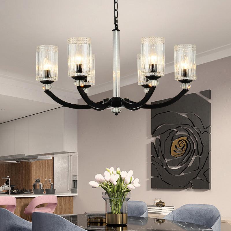 Black 5/6/8 Lights Chandelier Light Fixture Clear Glass Lamp - Rebooters