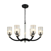 Black 5/6/8 Lights Chandelier Light Fixture Clear Glass Lamp - Rebooters