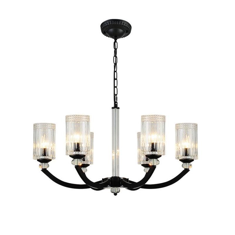 Black 5/6/8 Lights Chandelier Light Fixture Clear Glass Lamp - Rebooters