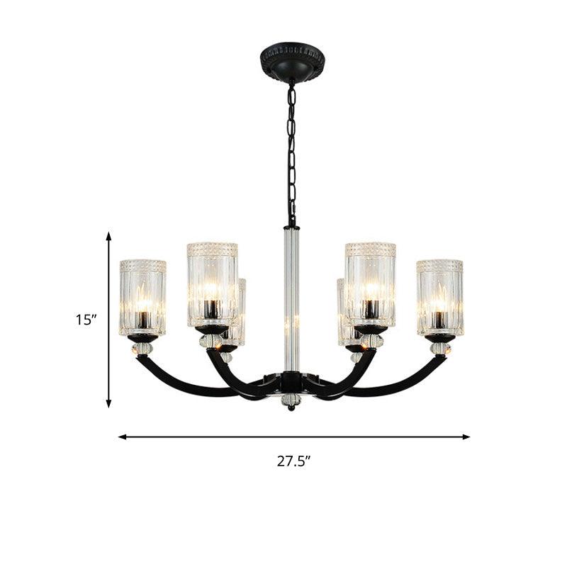 Black 5/6/8 Lights Chandelier Light Fixture Clear Glass Lamp - Rebooters