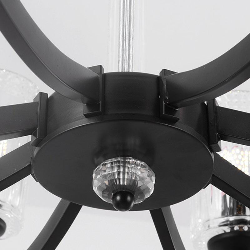 Black 5/6/8 Lights Chandelier Light Fixture Clear Glass Lamp - Rebooters