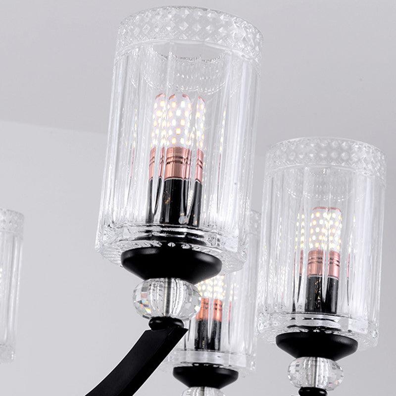 Black 5/6/8 Lights Chandelier Light Fixture Clear Glass Lamp - Rebooters