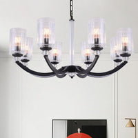 Black 5/6/8 Lights Chandelier Light Fixture Clear Glass Lamp - Rebooters