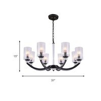 Black 5/6/8 Lights Chandelier Light Fixture Clear Glass Lamp - Rebooters