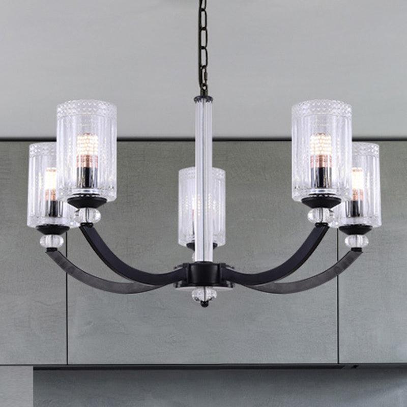 Black 5/6/8 Lights Chandelier Light Fixture Clear Glass Lamp - Rebooters