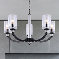 Black 5/6/8 Lights Chandelier Light Fixture Clear Glass Lamp - Rebooters