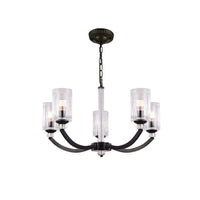 Black 5/6/8 Lights Chandelier Light Fixture Clear Glass Lamp - Rebooters