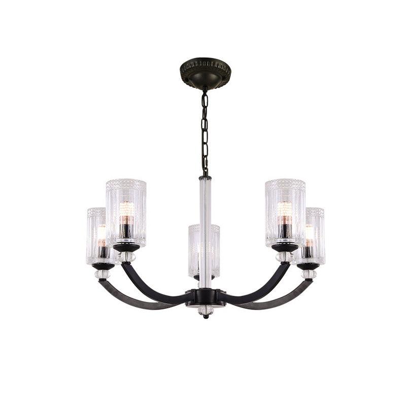 Black 5/6/8 Lights Chandelier Light Fixture Clear Glass Lamp - Rebooters