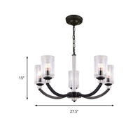 Black 5/6/8 Lights Chandelier Light Fixture Clear Glass Lamp - Rebooters