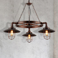 3-Light Metal Hanging Chandelier Industrial Weathered Copper Kitchen Pendant Light - Rebooters