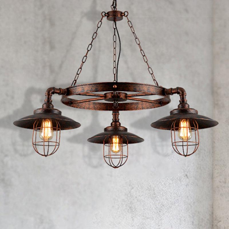3-Light Metal Hanging Chandelier Industrial Weathered Copper Kitchen Pendant Light - Rebooters