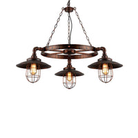 3-Light Metal Hanging Chandelier Industrial Weathered Copper Kitchen Pendant Light - Rebooters
